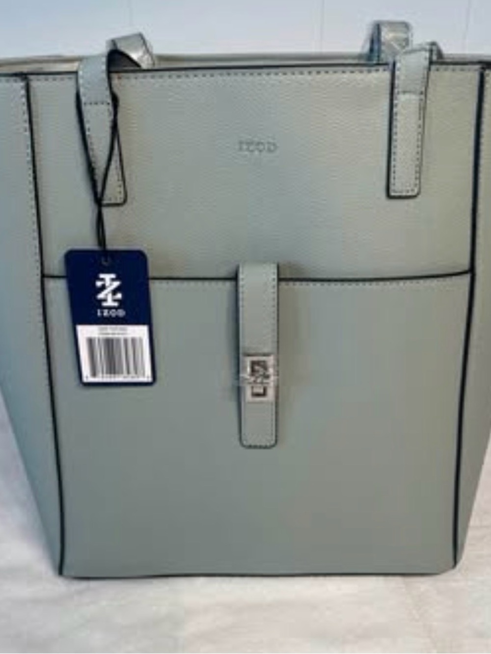 Izod Light Gray Tote with Front Pocket and Strap Accent